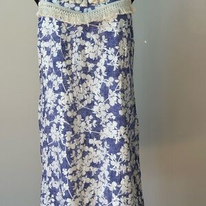 Floral Blue and White Maxi Skirt